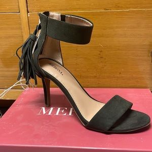 Never Worn - Merona Olive Open Toe Heels with Fringe (Size 7.5)